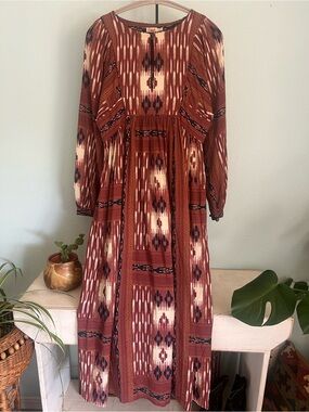 Faherty Southwestern Print Midi Dress XS Boho Western Prairie